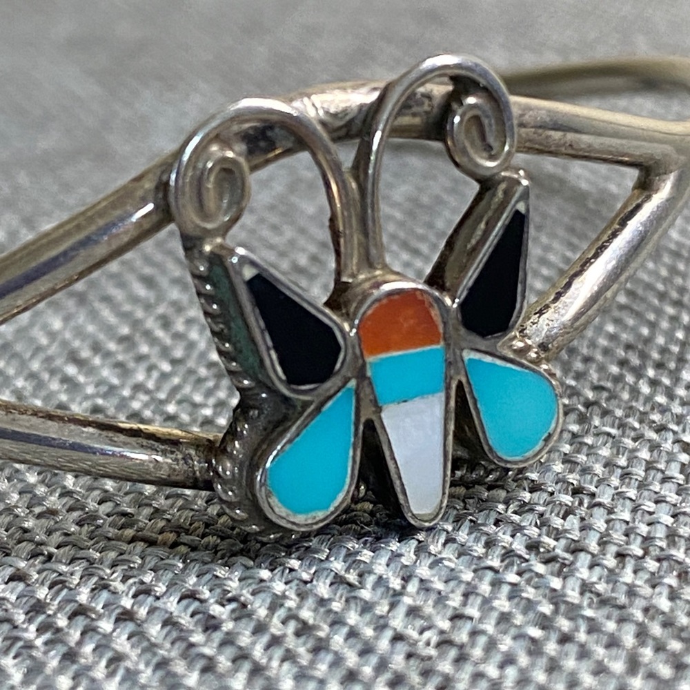 Zuni Vintage Sterling Silver Butterfly Bracelet - Picture 2 of 6